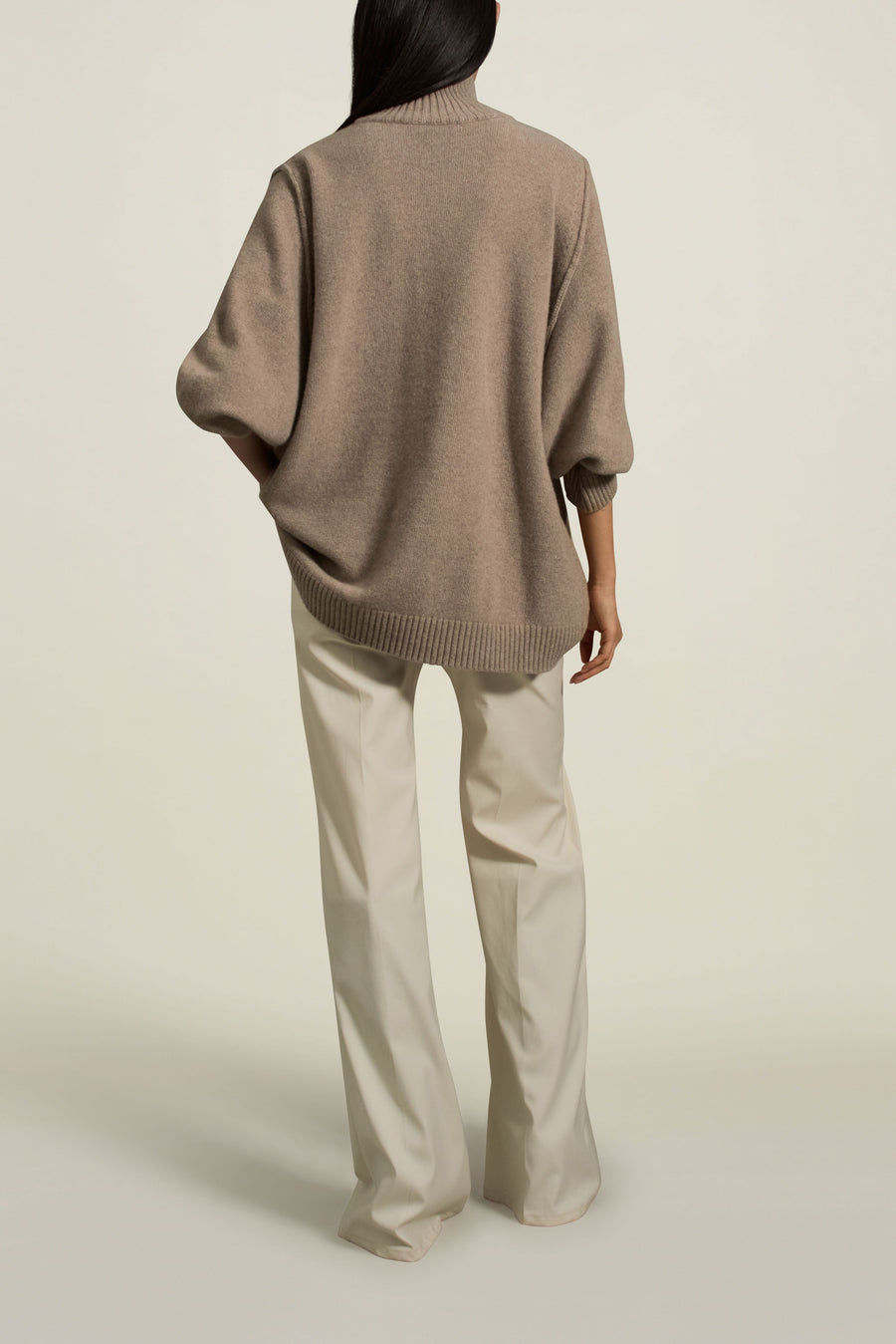 Funnel Neck Pullover in Fossil Recycled Cashmere