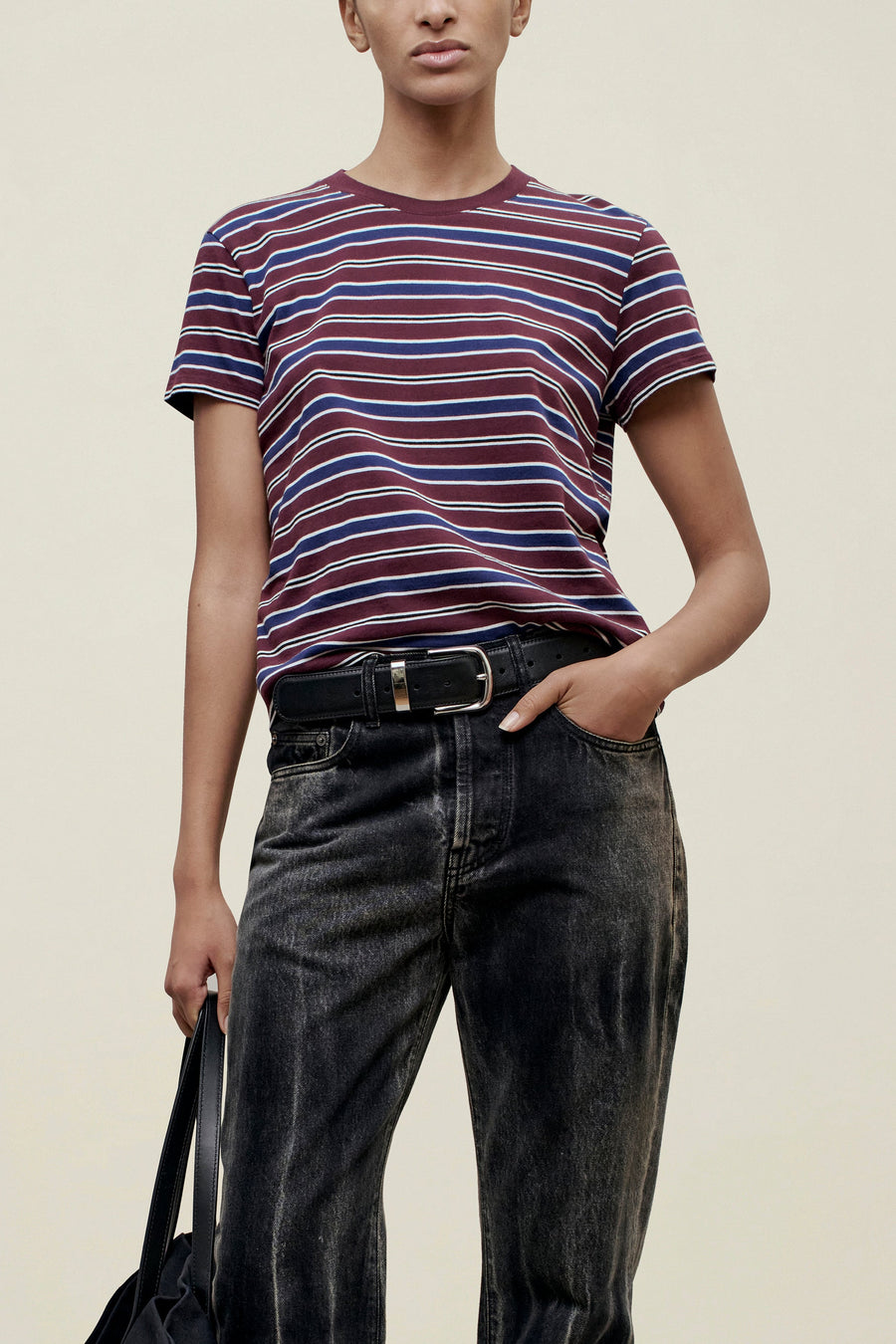 Kenzie T-Shirt in Bordeaux Multi Stripe