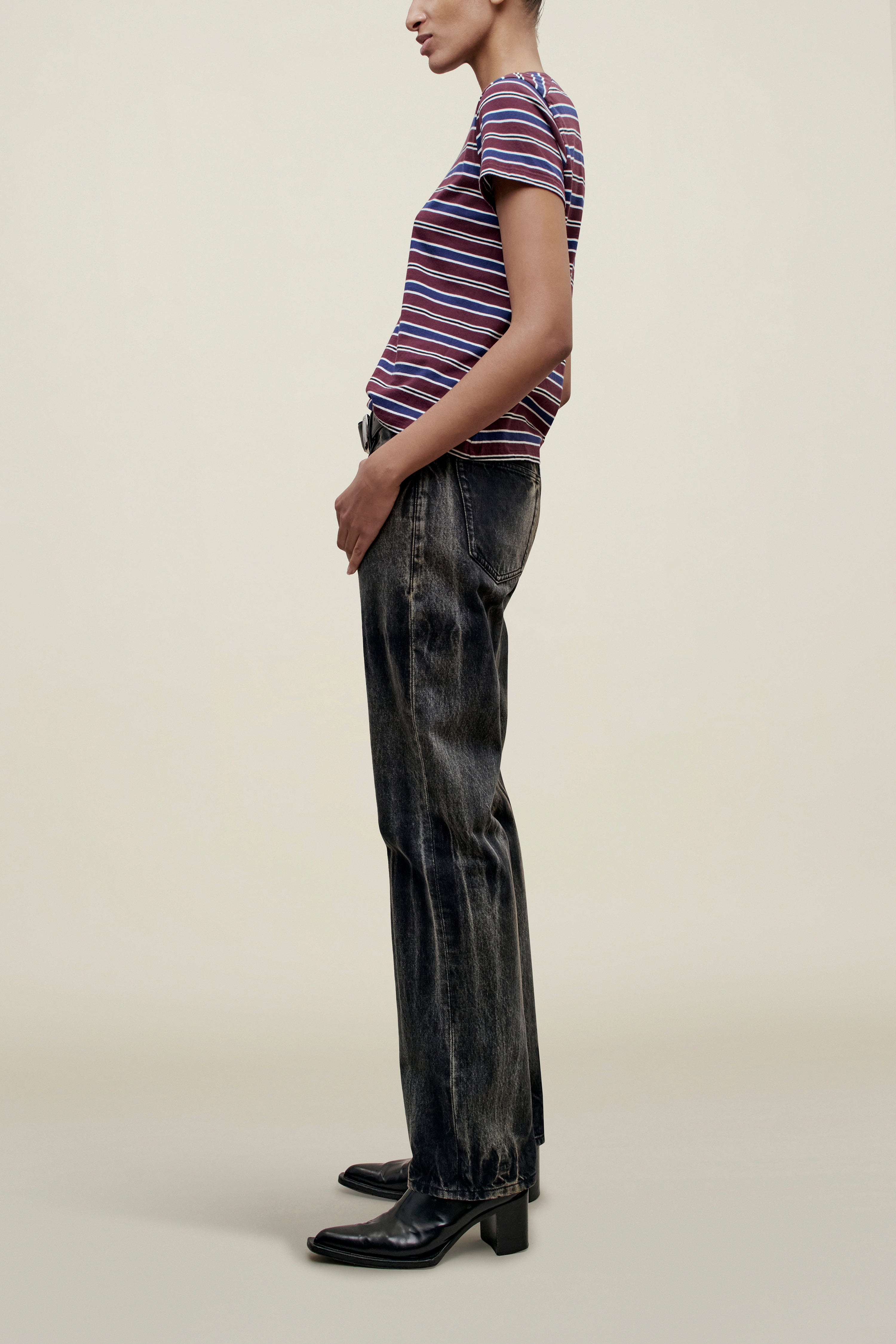 Kenzie T-Shirt in Bordeaux Multi Stripe