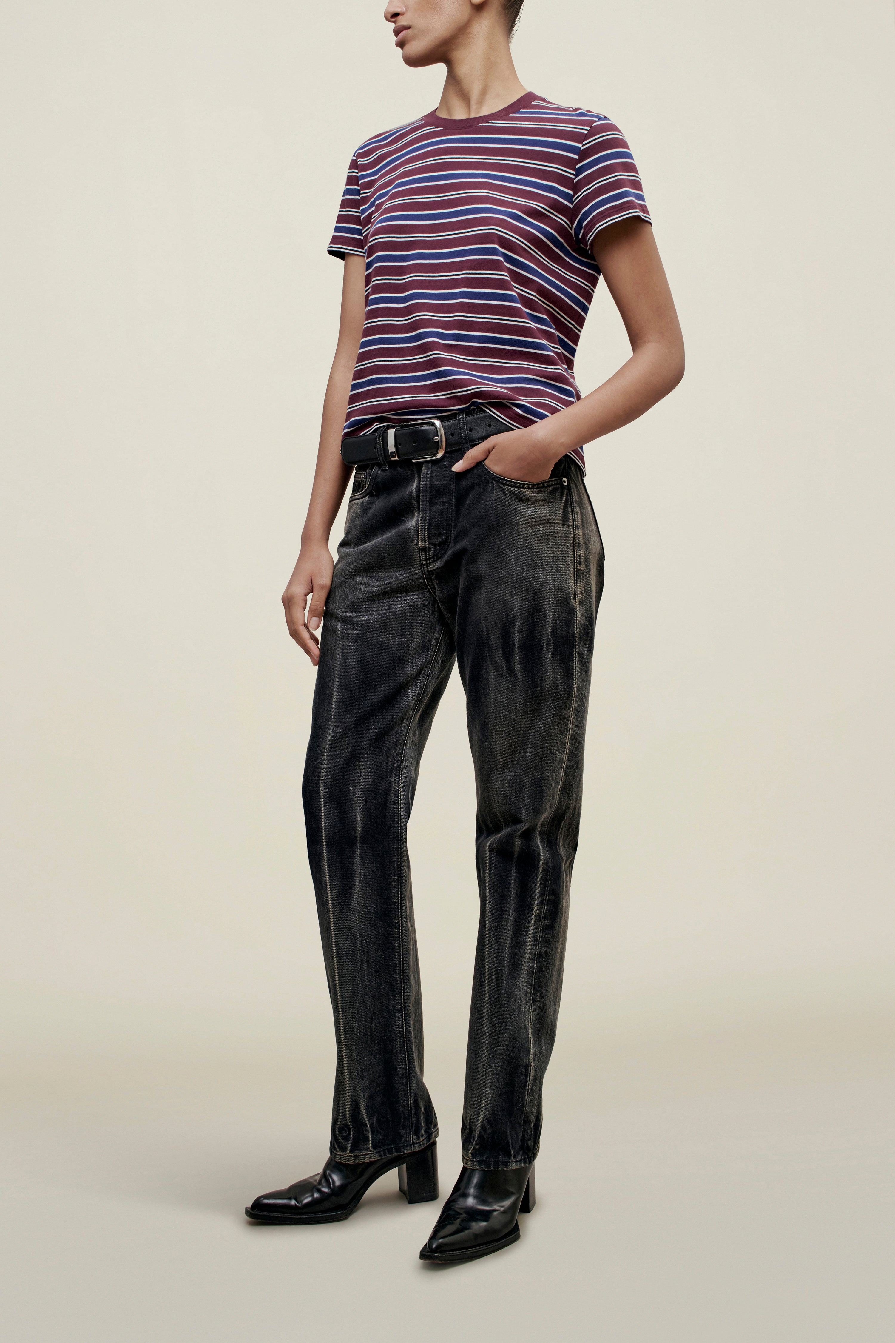 Kenzie T-Shirt in Bordeaux Multi Stripe