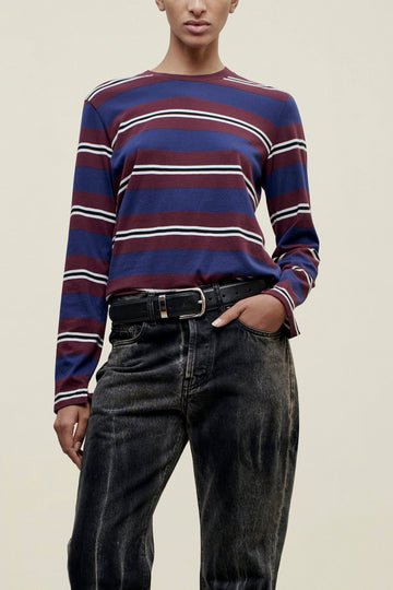Wynn Long Sleeve in Bordeaux Multi Stripe
