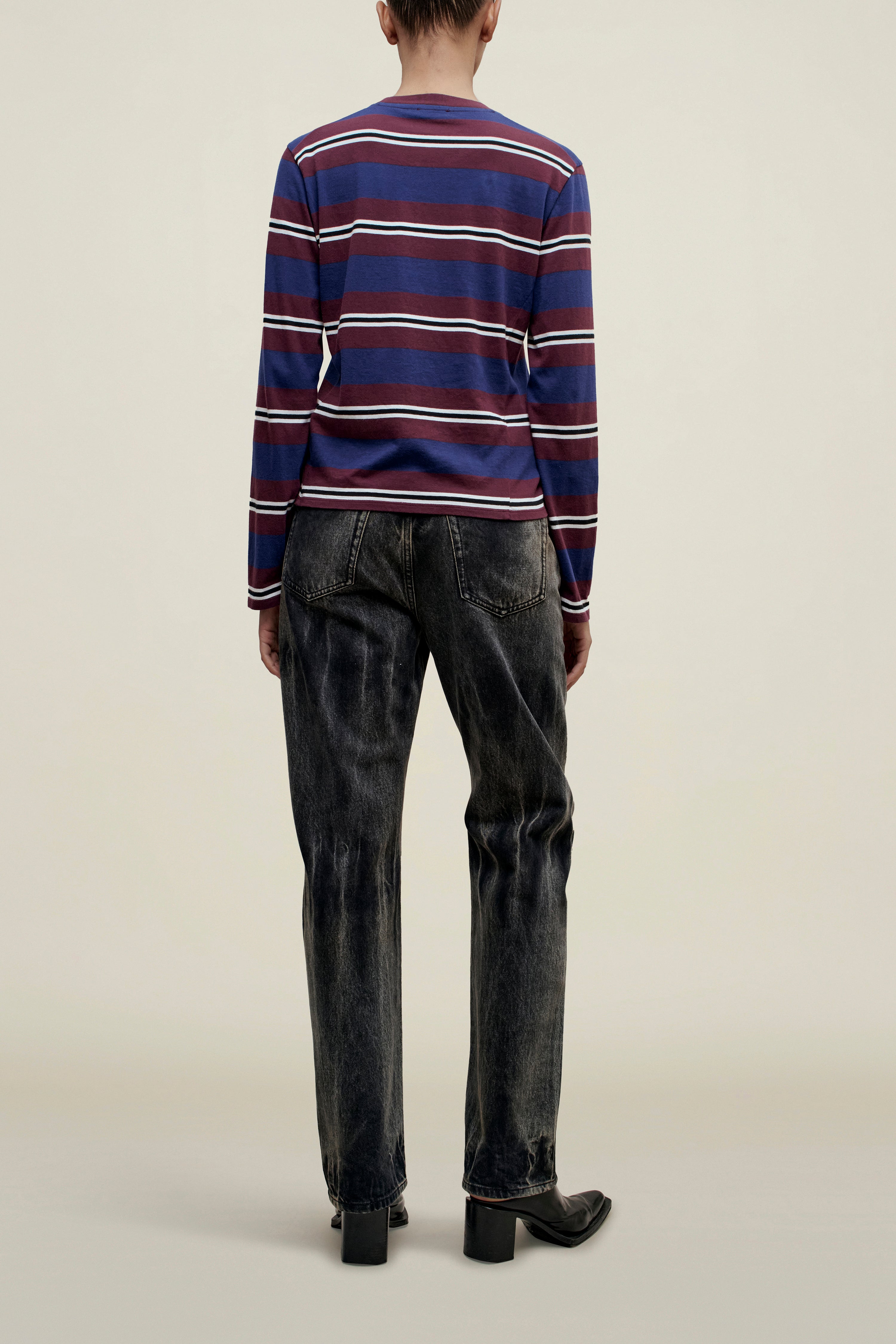 Wynn Long Sleeve in Bordeaux Multi Stripe