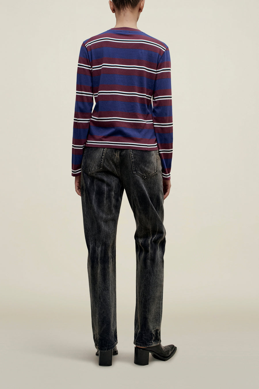 Wynn Long Sleeve in Bordeaux Multi Stripe