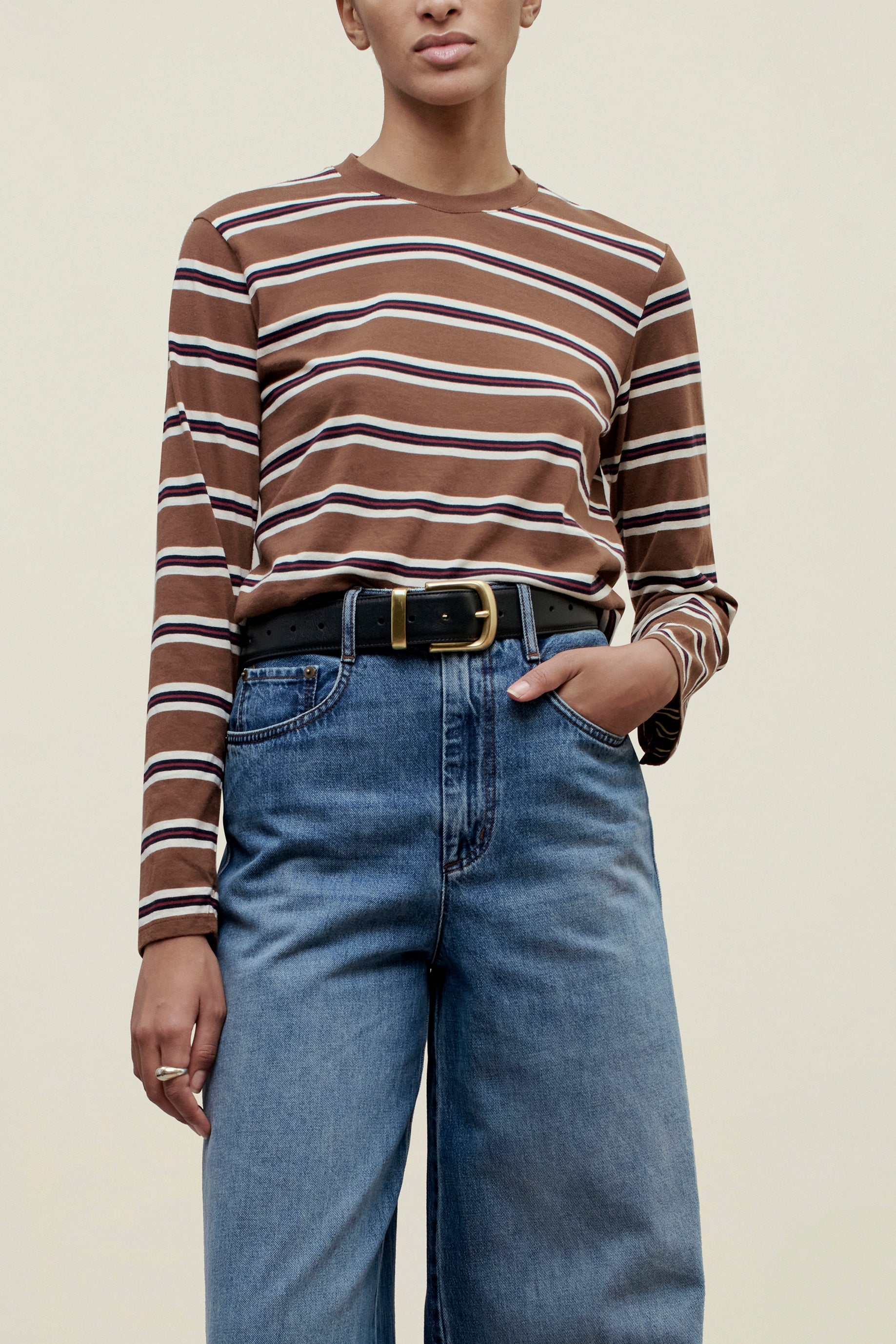 Wynn Long Sleeve in Rust Multi Stripe