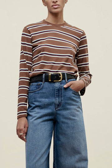Wynn Long Sleeve in Rust Multi Stripe
