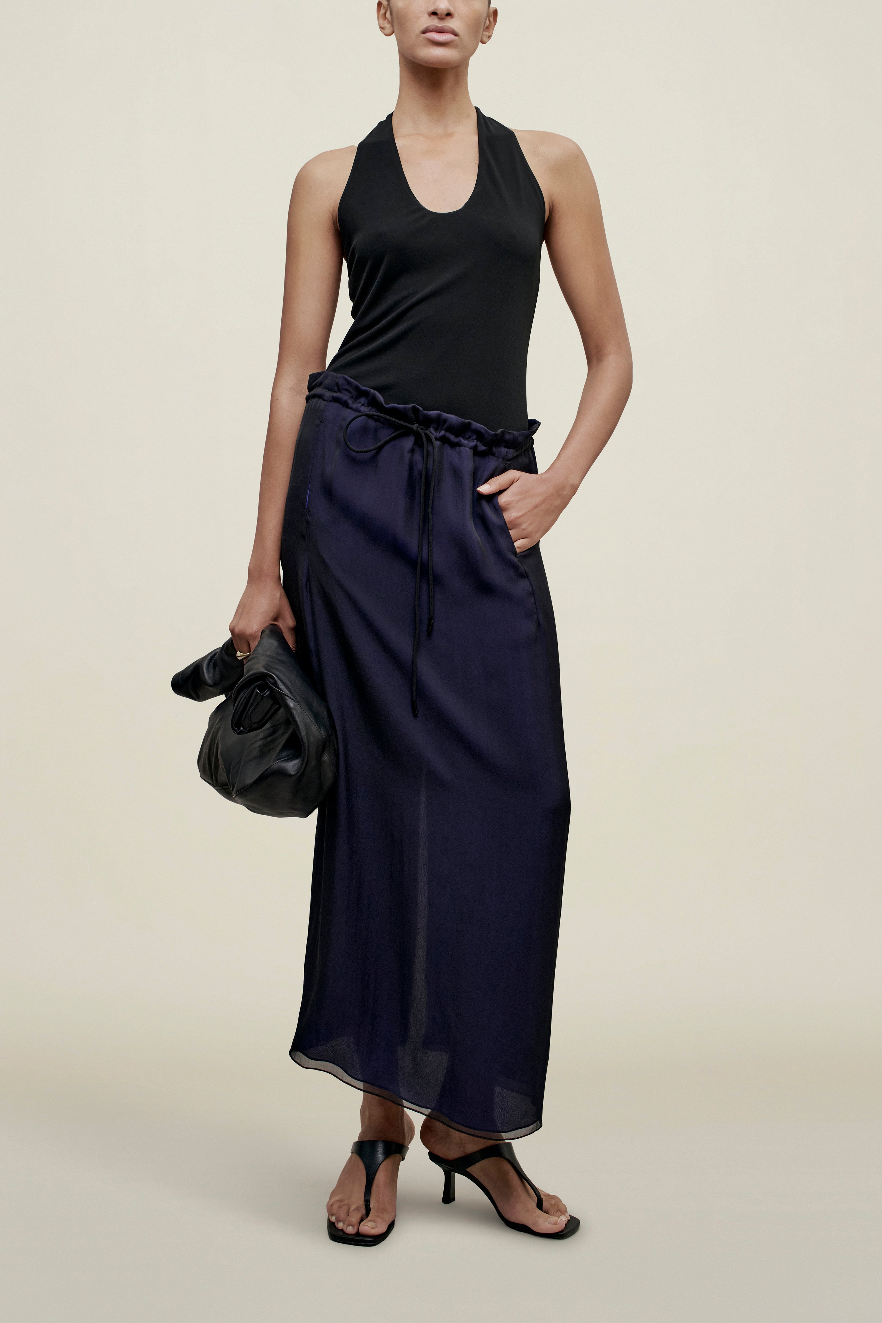 Regina Drawstring Skirt in Trapped Silk