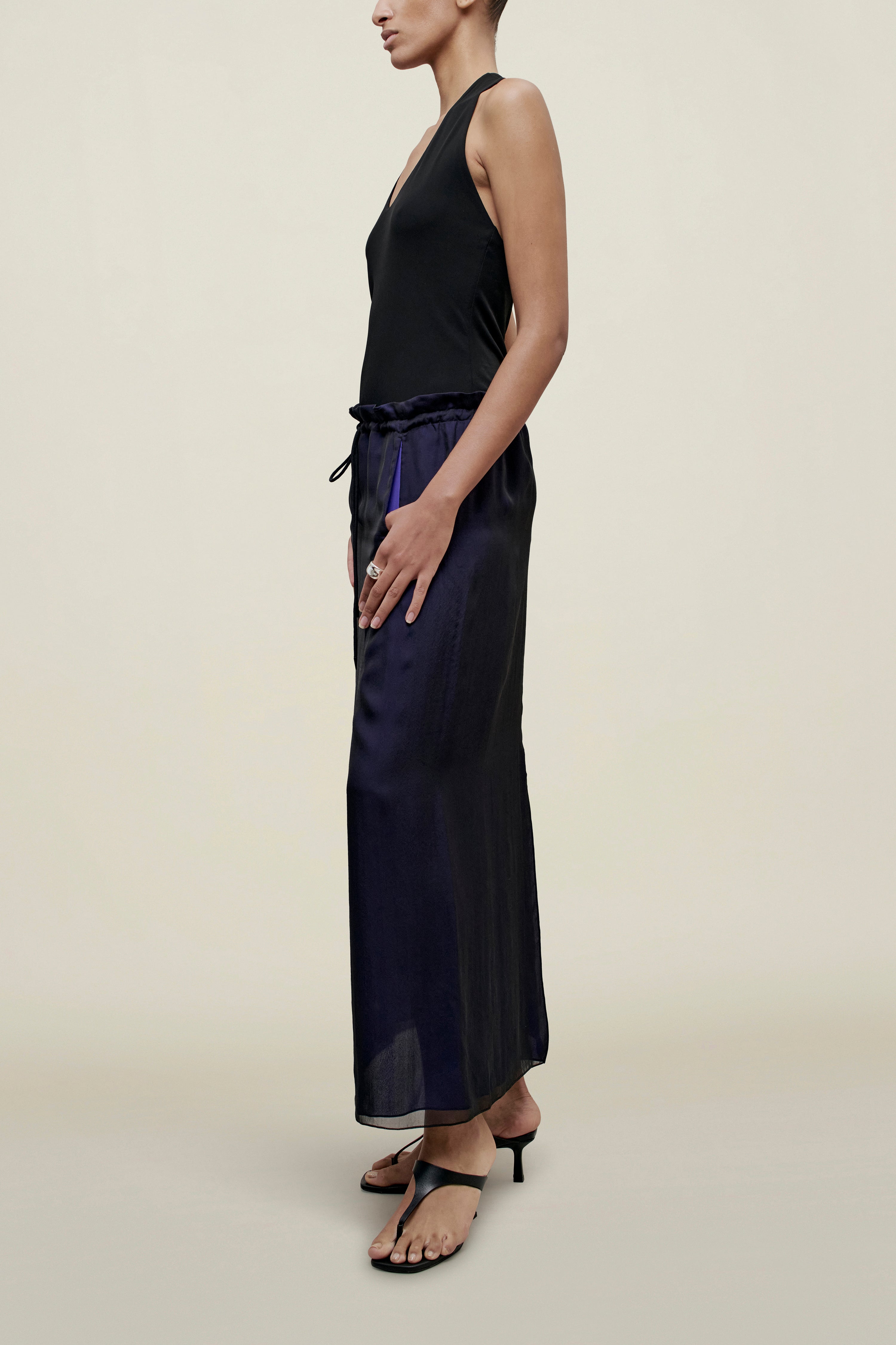 Regina Drawstring Skirt in Trapped Silk