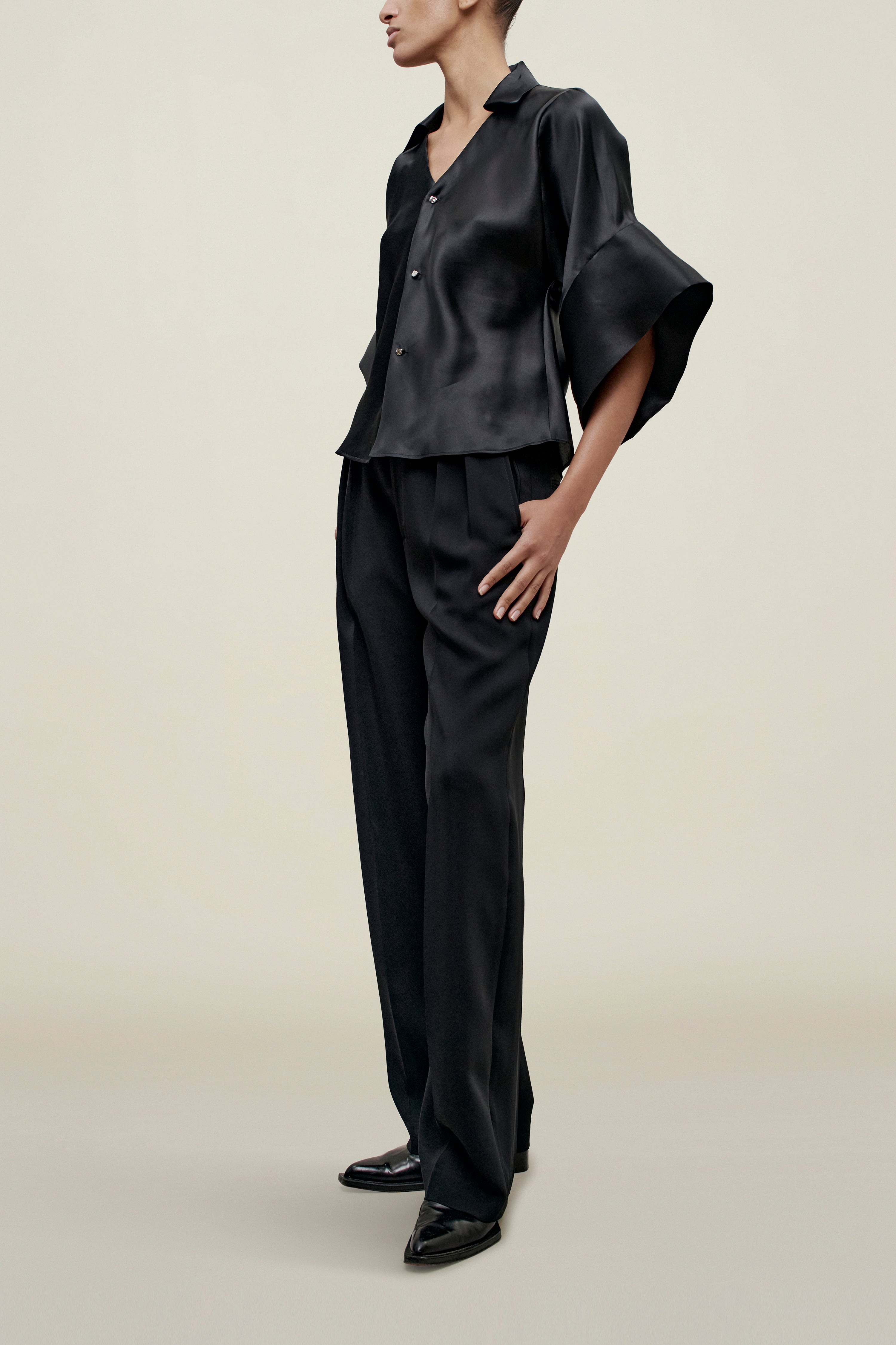 Mateo Shirt in Satin Faced Organza