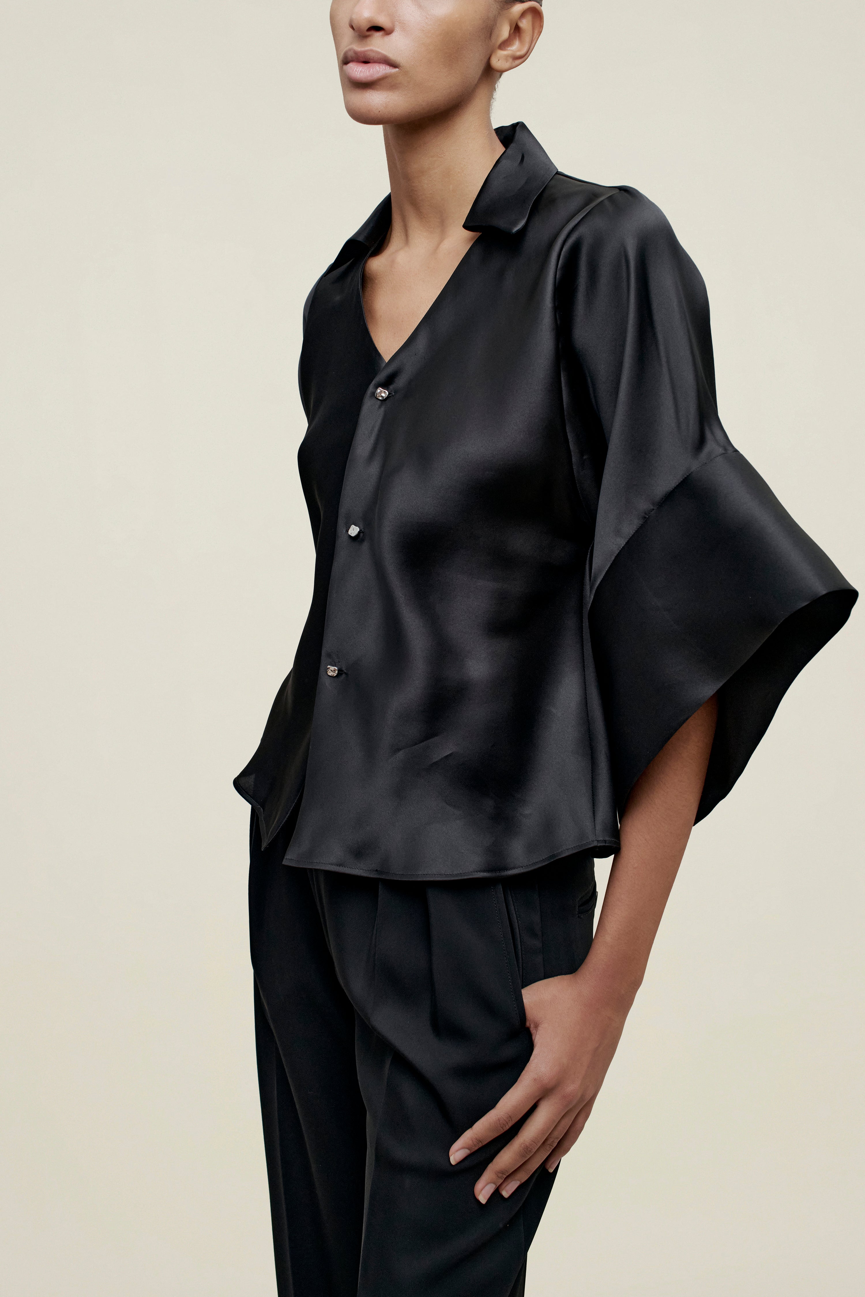 Mateo Shirt in Satin Faced Organza