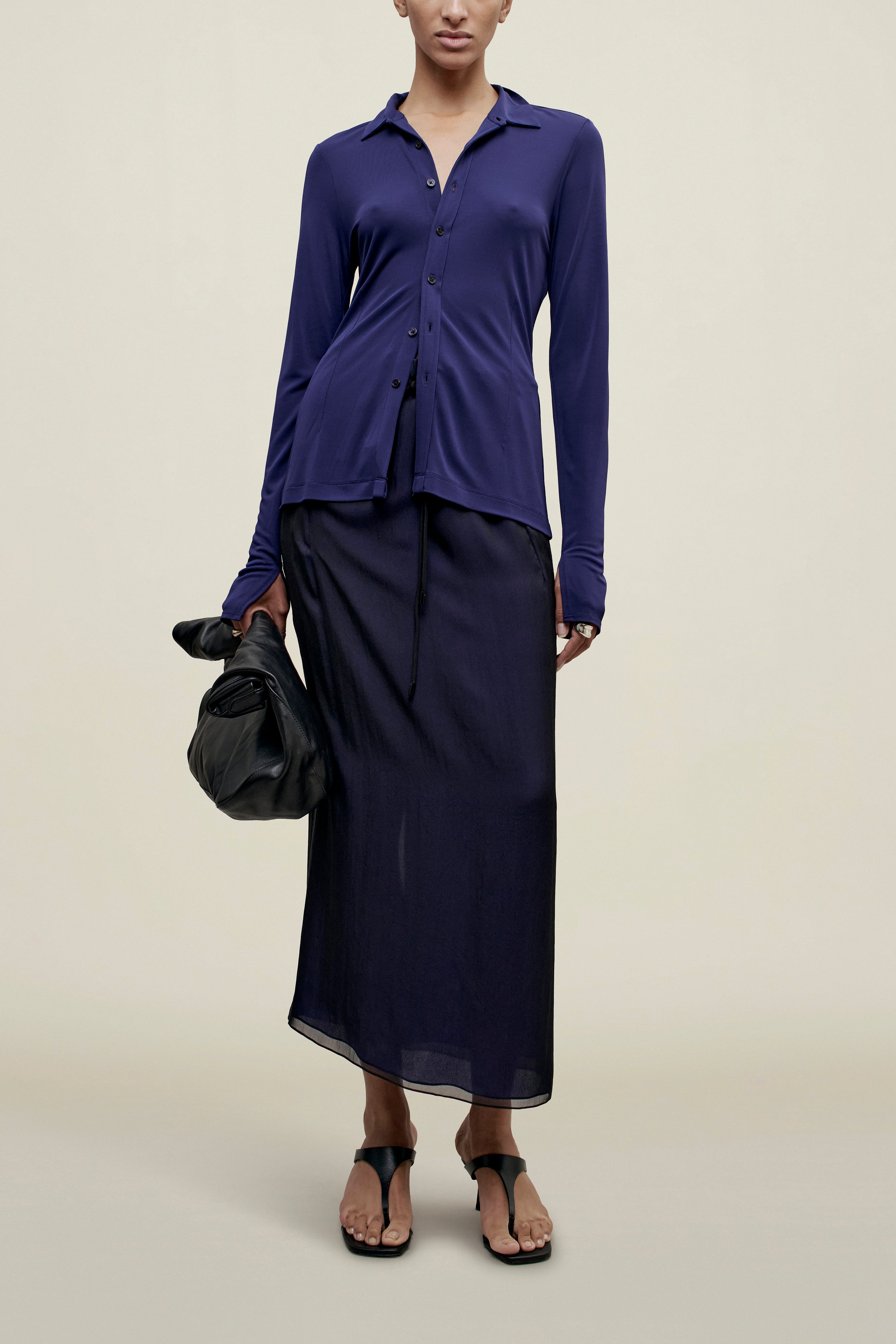 Frankie Button Down in Matte Jersey