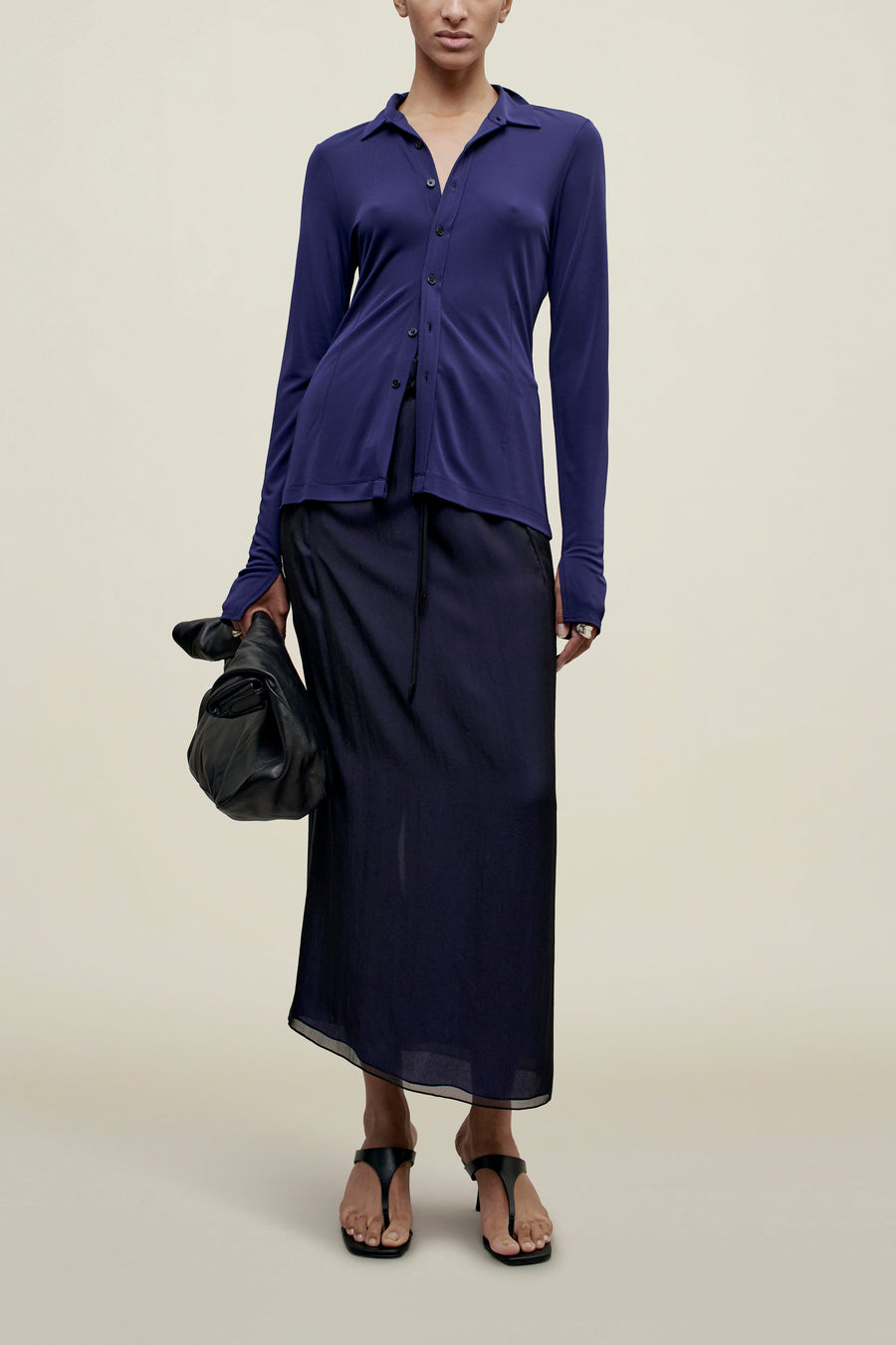 Frankie Button Down in Matte Jersey