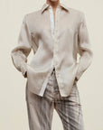Dani Button Down in Satin Faced Organza