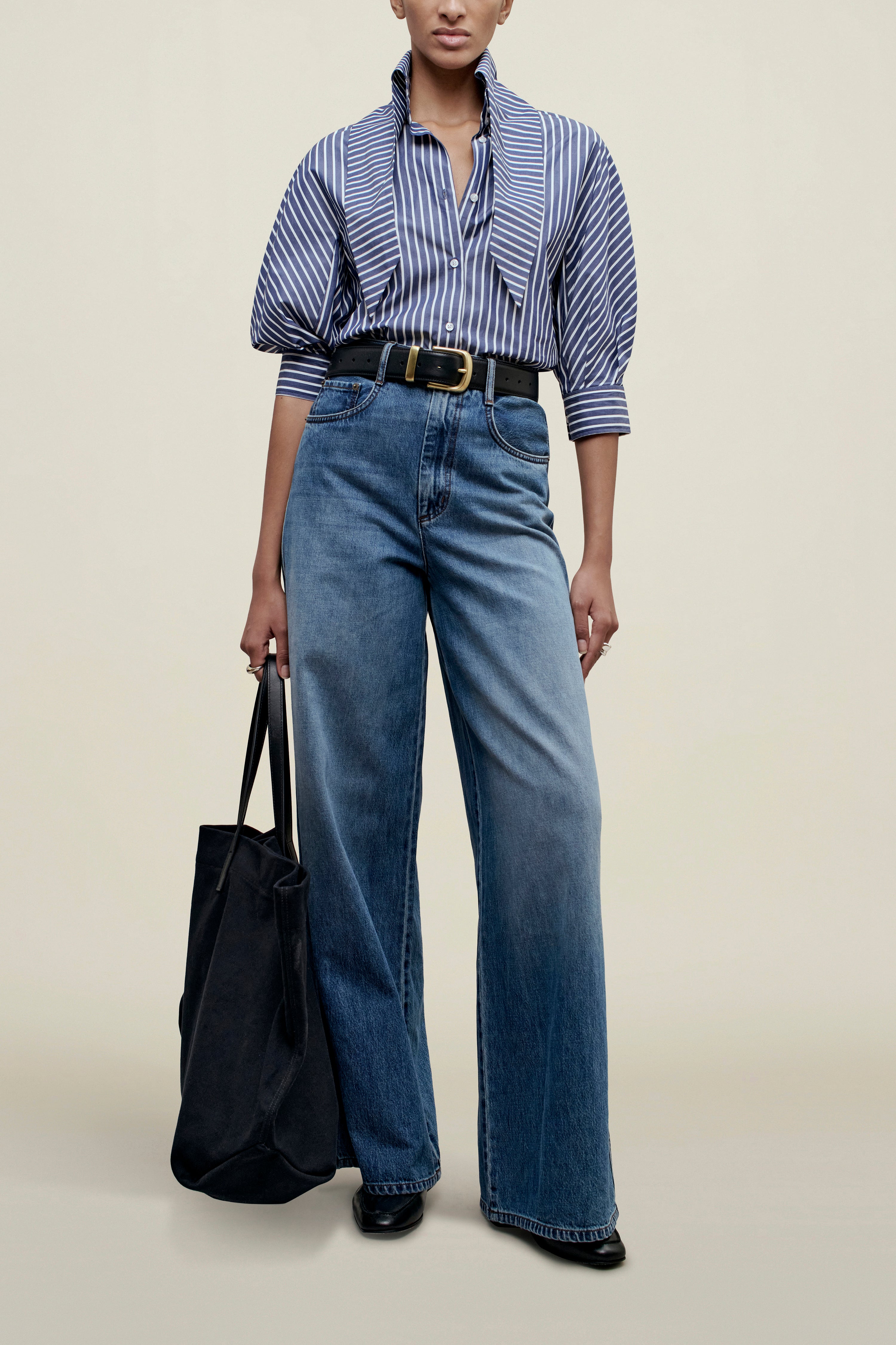 Lilette 3/4 Sleeve Button Down in Cotton