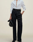 Aiden Pleated Trouser in Viscose Cady