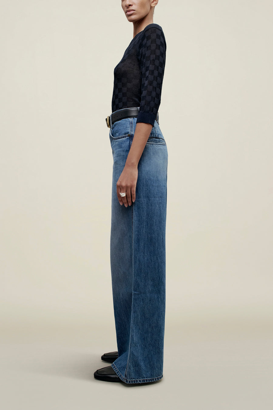 Lennon Crewneck Tee in Slinky Gingham