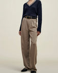 Aiden Pleated Trouser in Viscose Cady