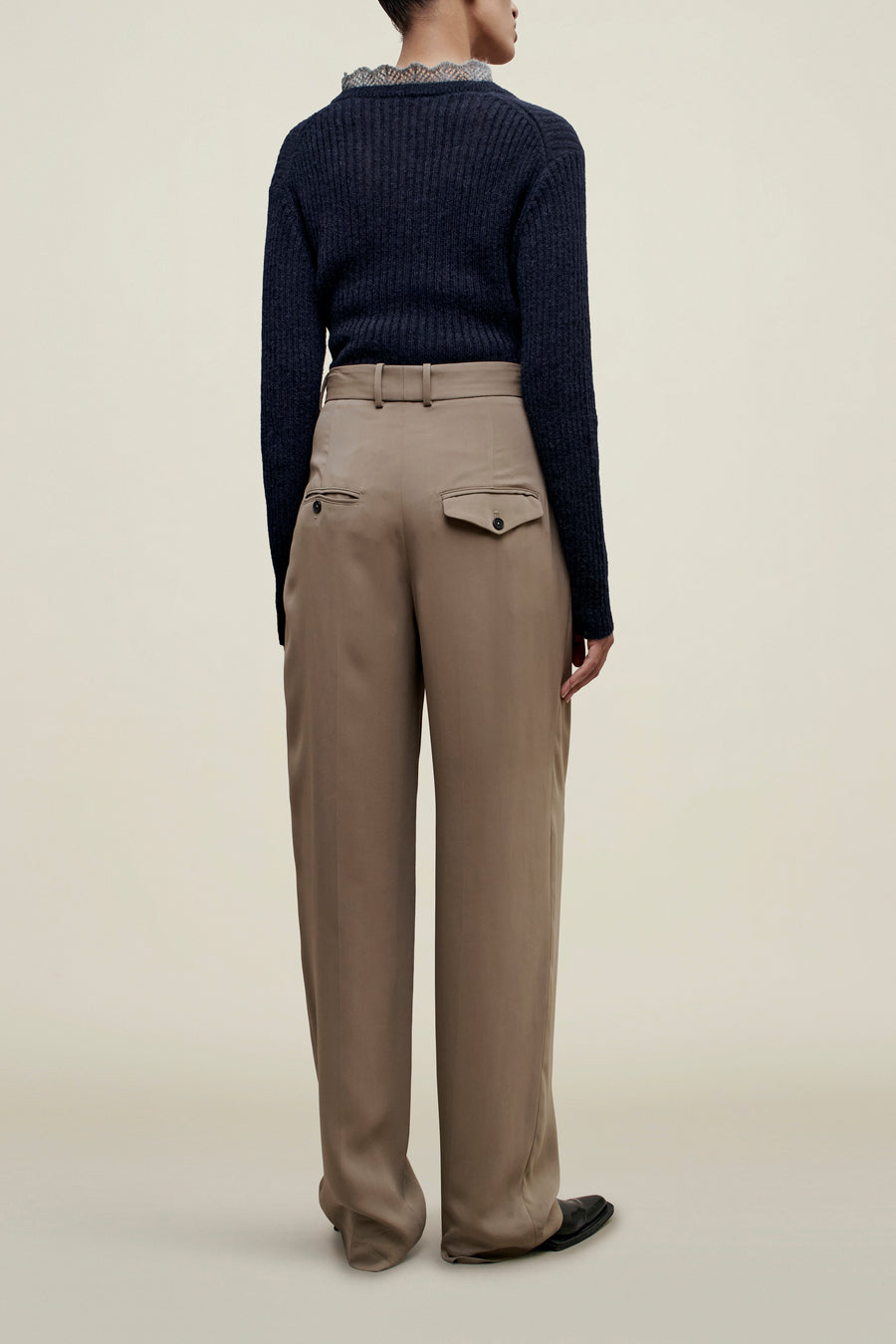 Aiden Pleated Trouser in Viscose Cady