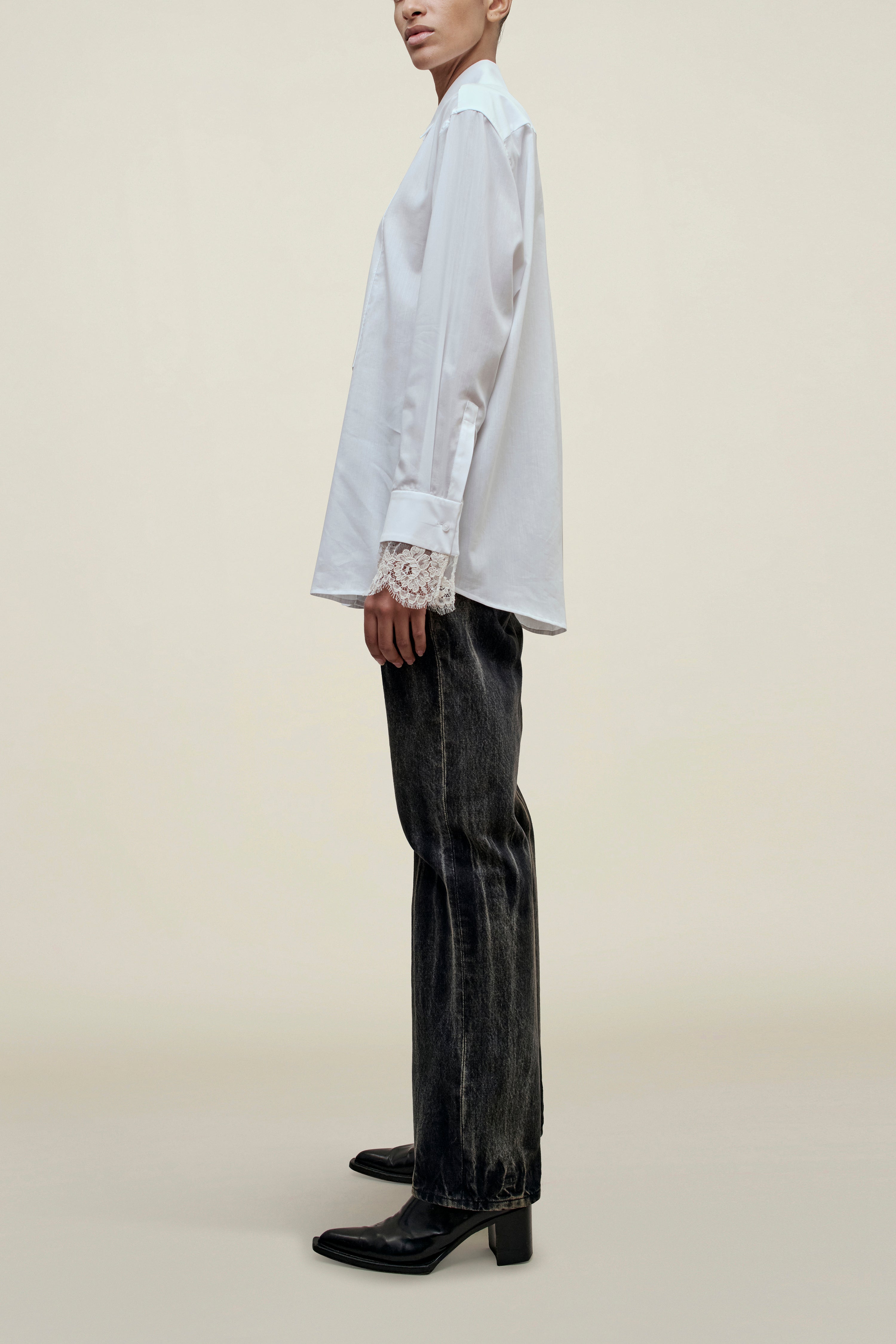 Chloé Bib Button Down in Voile & Lace