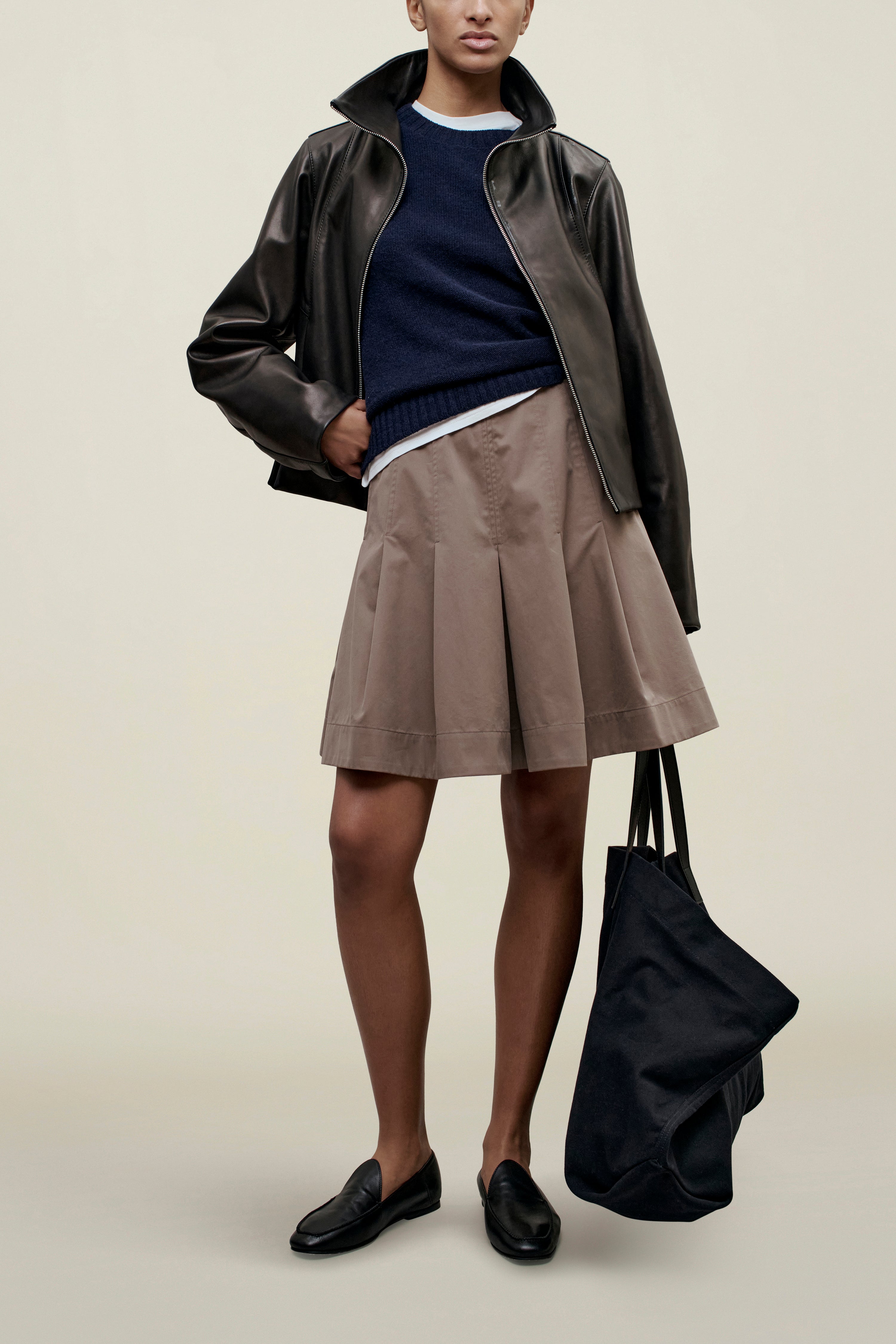 Sutton Pleated Skirt in Compact Cotton