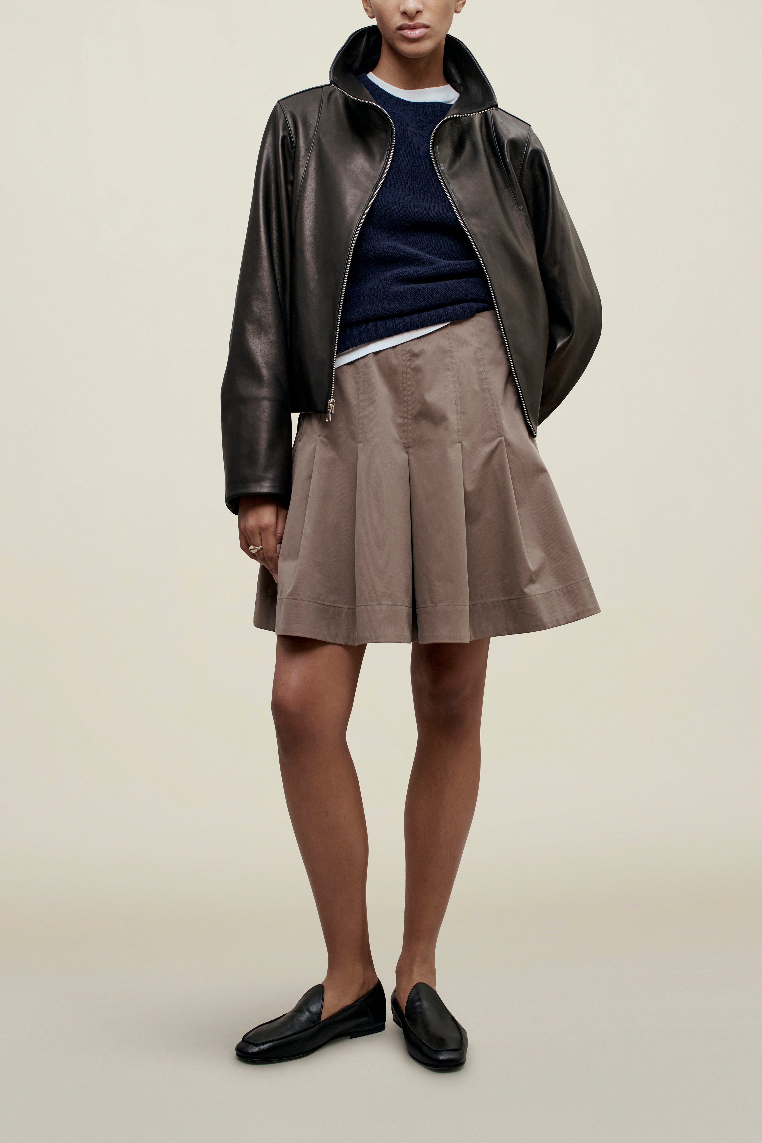 Sutton Pleated Skirt in Compact Cotton