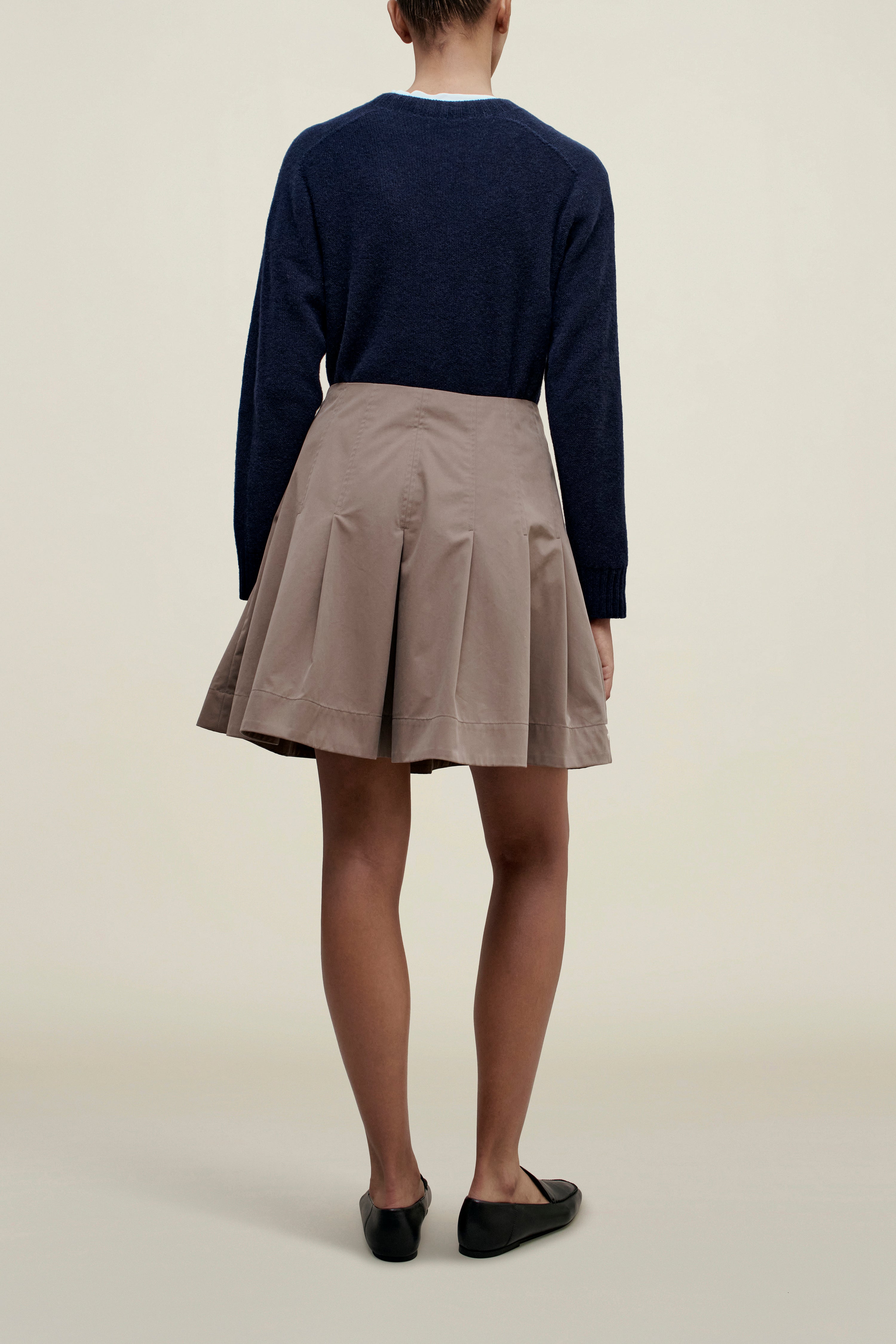 Sutton Pleated Skirt in Compact Cotton