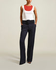 Genevieve Trouser (with Belt) in Navy Sunny Wool