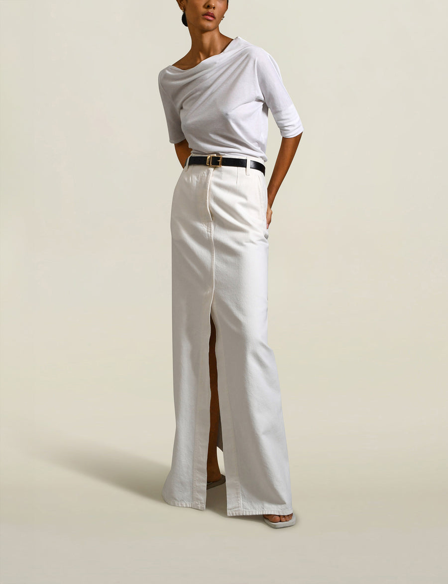 Gemma Short Sleeve Top in White Tencel Jersey