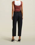 Spencer Twisted Seam Trouser in Black Tropical Wool