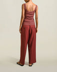 Houghton Pleated Trouser in Brick Sunny Wool