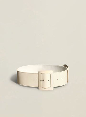 Meika Covered Belt in Ivory Compact Cotton