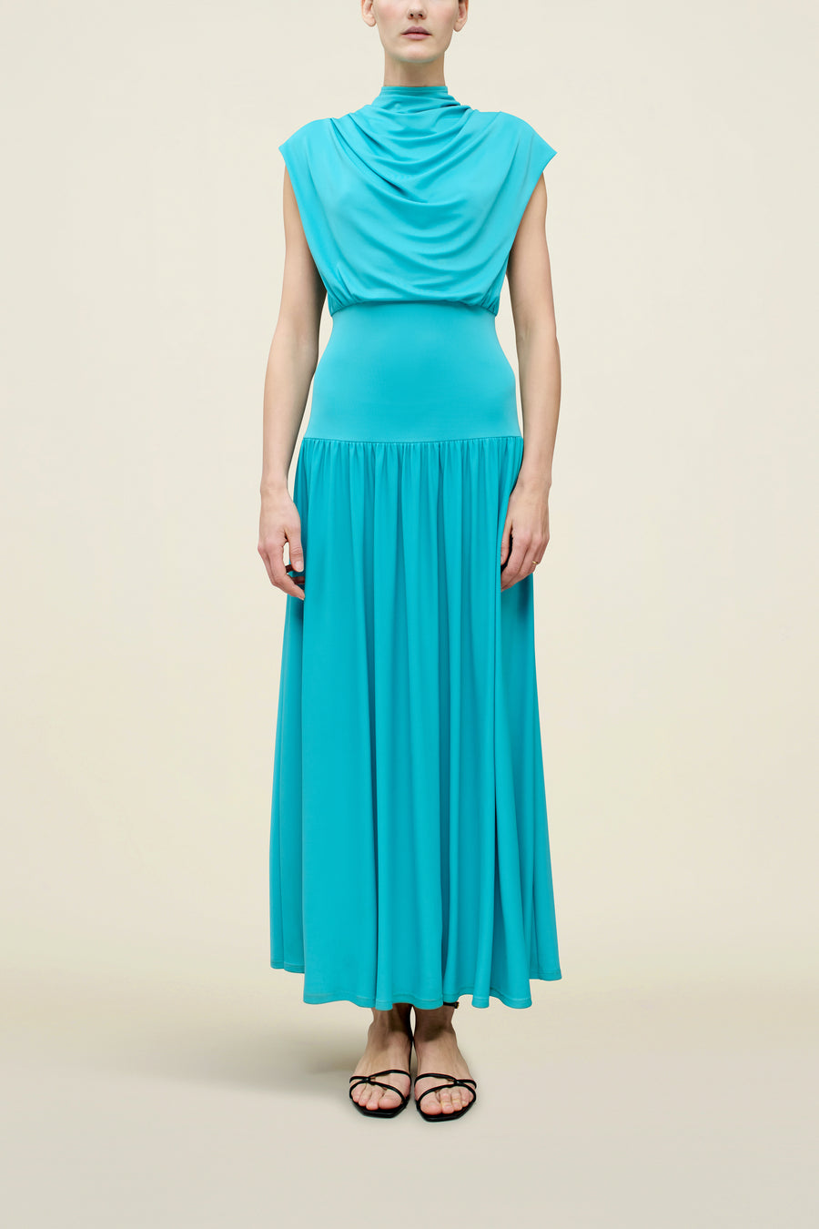 Victoria Draped Gown in Slinky Jersey