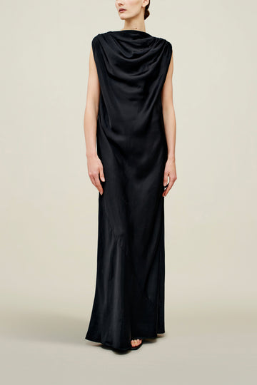 Toma Draped Gown in Soft Satin