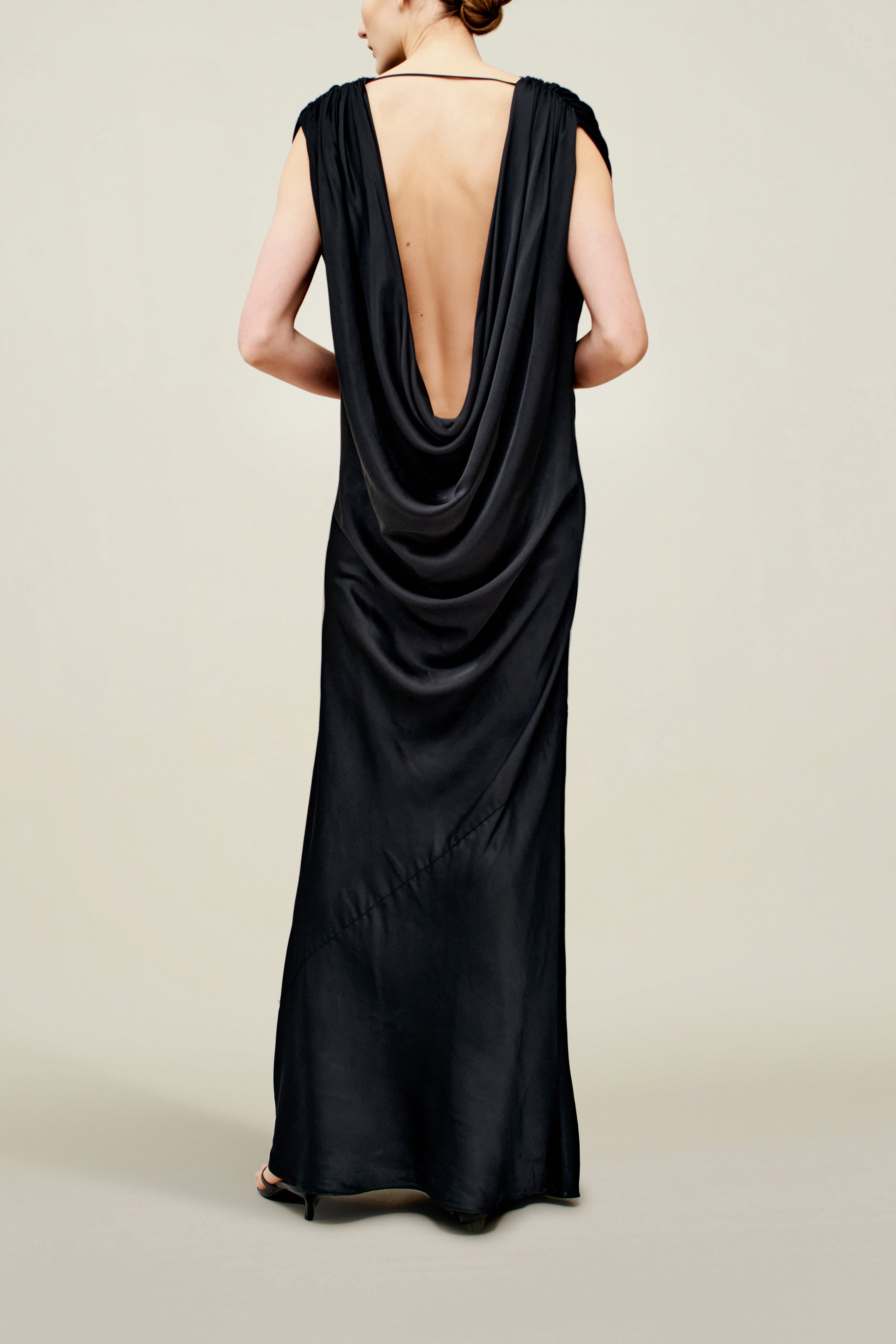 Toma Draped Gown in Soft Satin