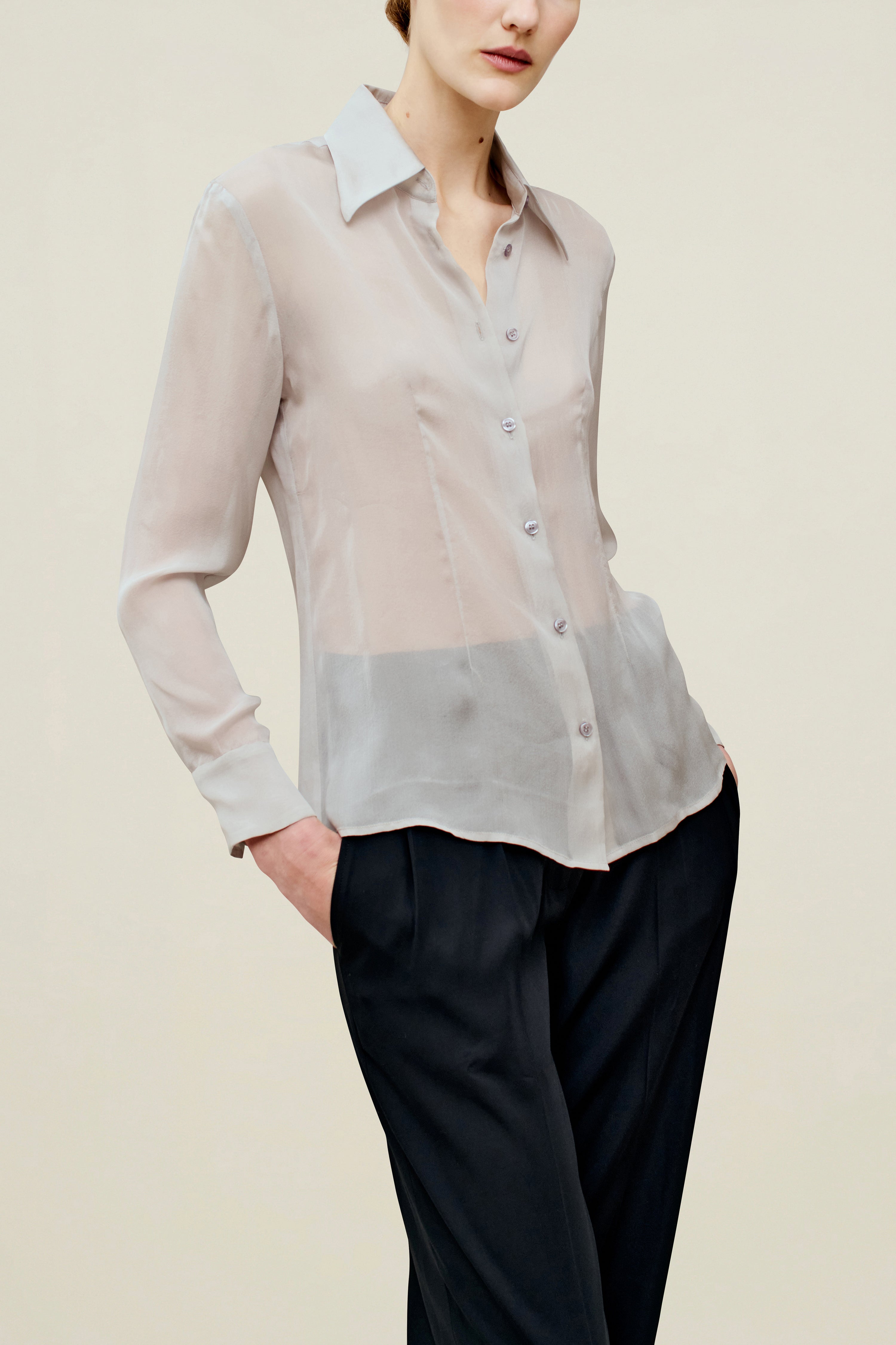 Léa Slim Blouse in Silk Chiffon