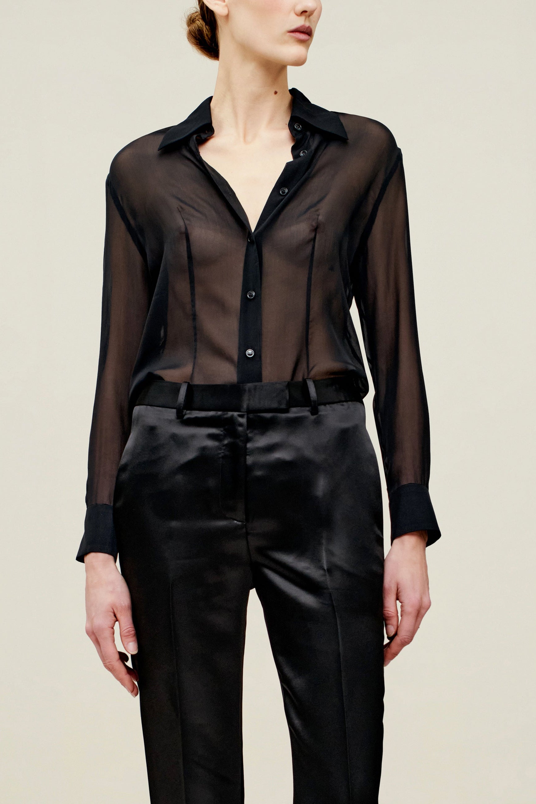 Léa Slim Blouse in Silk Chiffon