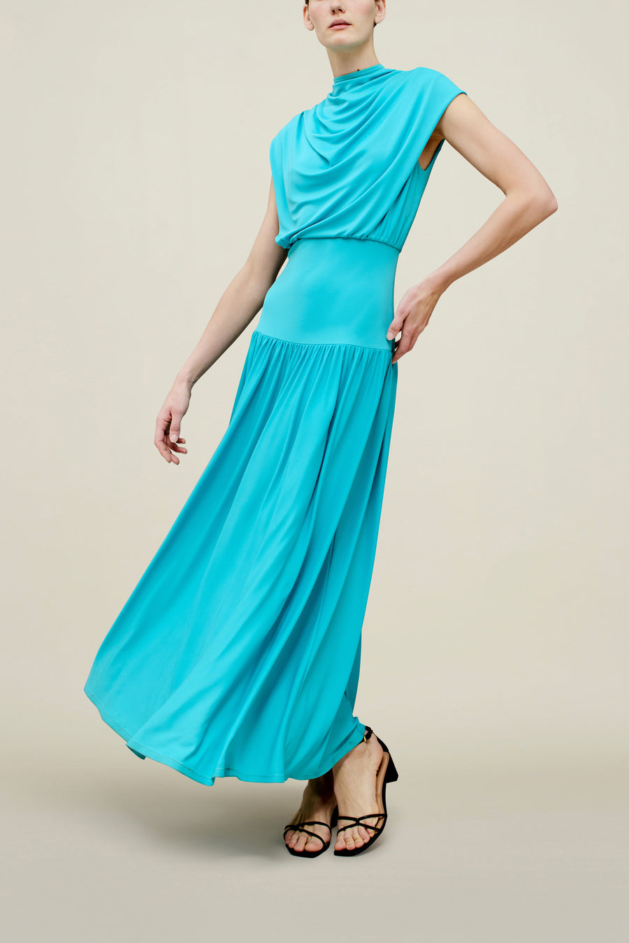 Victoria Draped Gown in Slinky Jersey