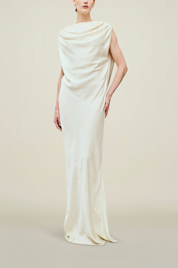 Toma Draped Gown in Soft Satin