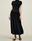 Victoria Draped Gown in Black Slinky Jersey