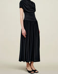 Victoria Draped Gown in Black Slinky Jersey