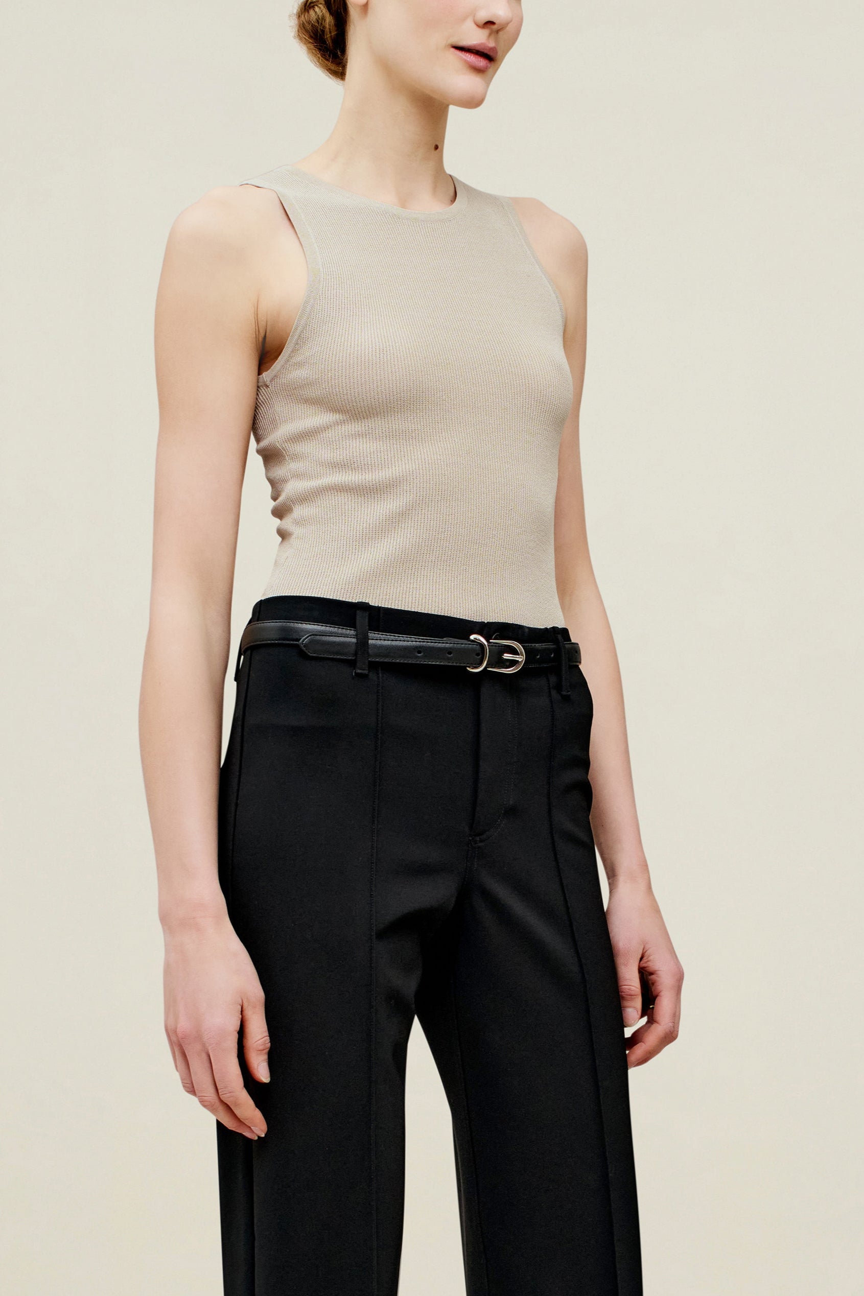 Este Racer Tank in Linen Viscose