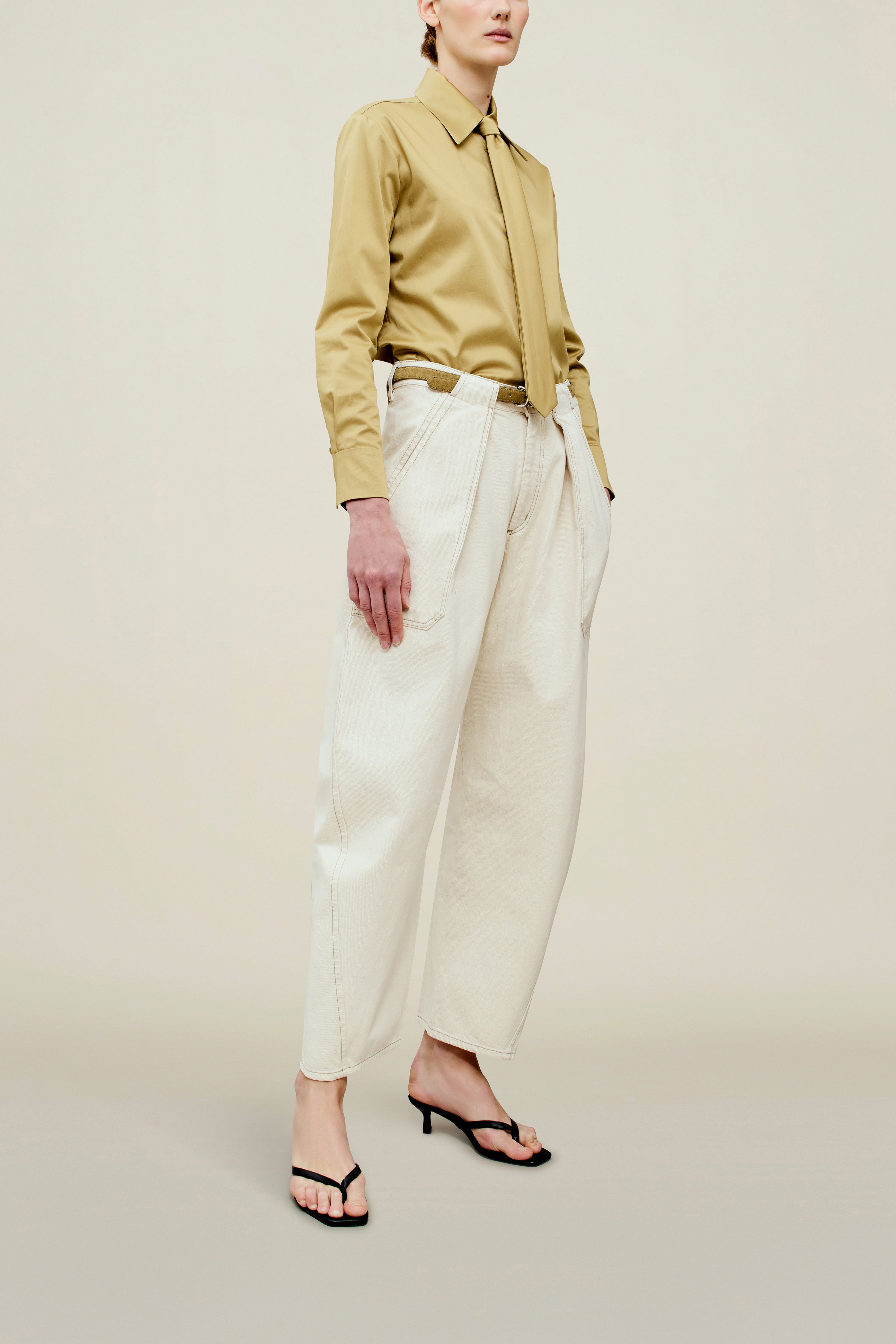 Billie Tie Blouse in Cotton Sateen