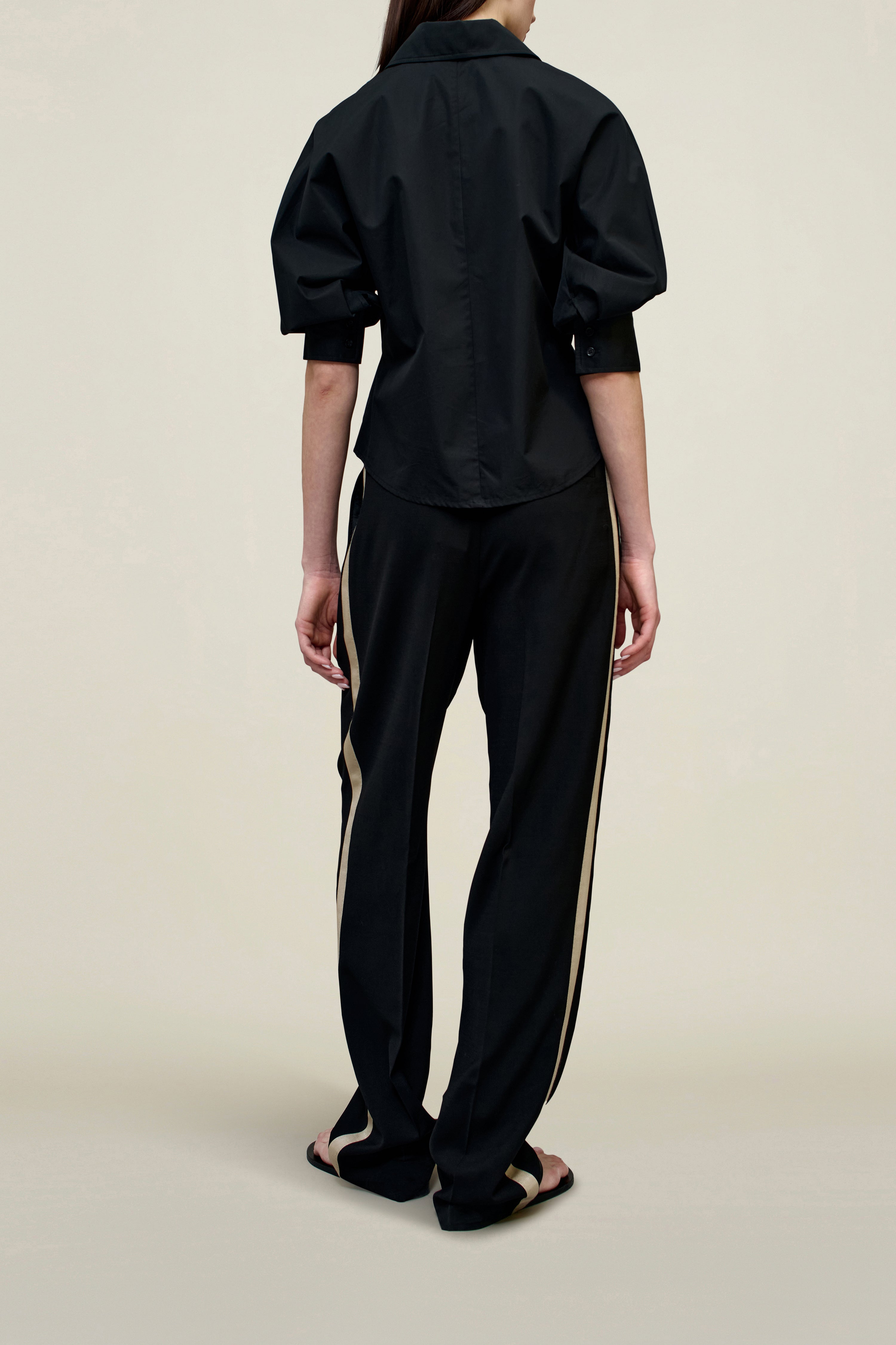 Colette 3/4 Sleeve Button Down in Techy Cotton Nylon