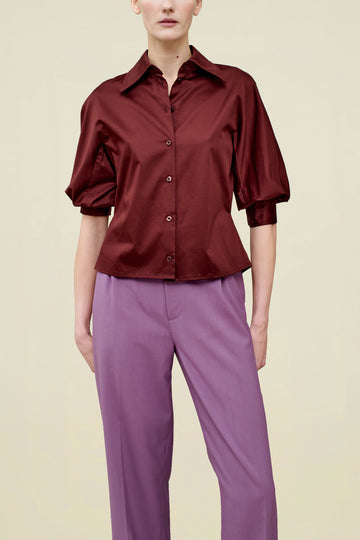 Colette 3/4 Sleeve Button Down in Cotton Sateen