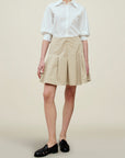 Sutton Pleated Skirt in Compact Cotton