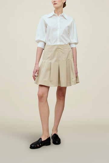 Sutton Pleated Skirt in Compact Cotton