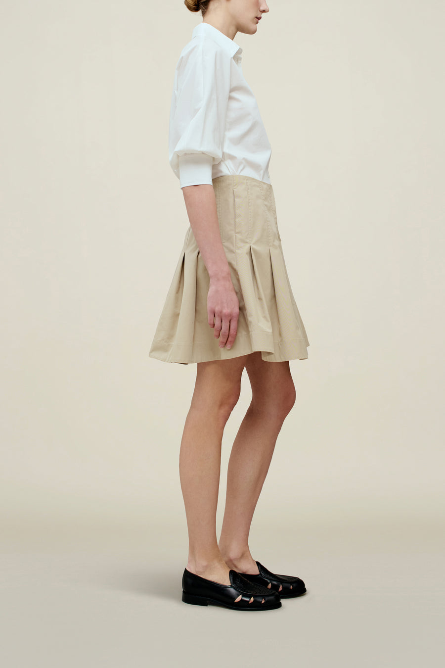 Sutton Pleated Skirt in Compact Cotton