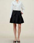 Sutton Pleated Skirt in Compact Cotton