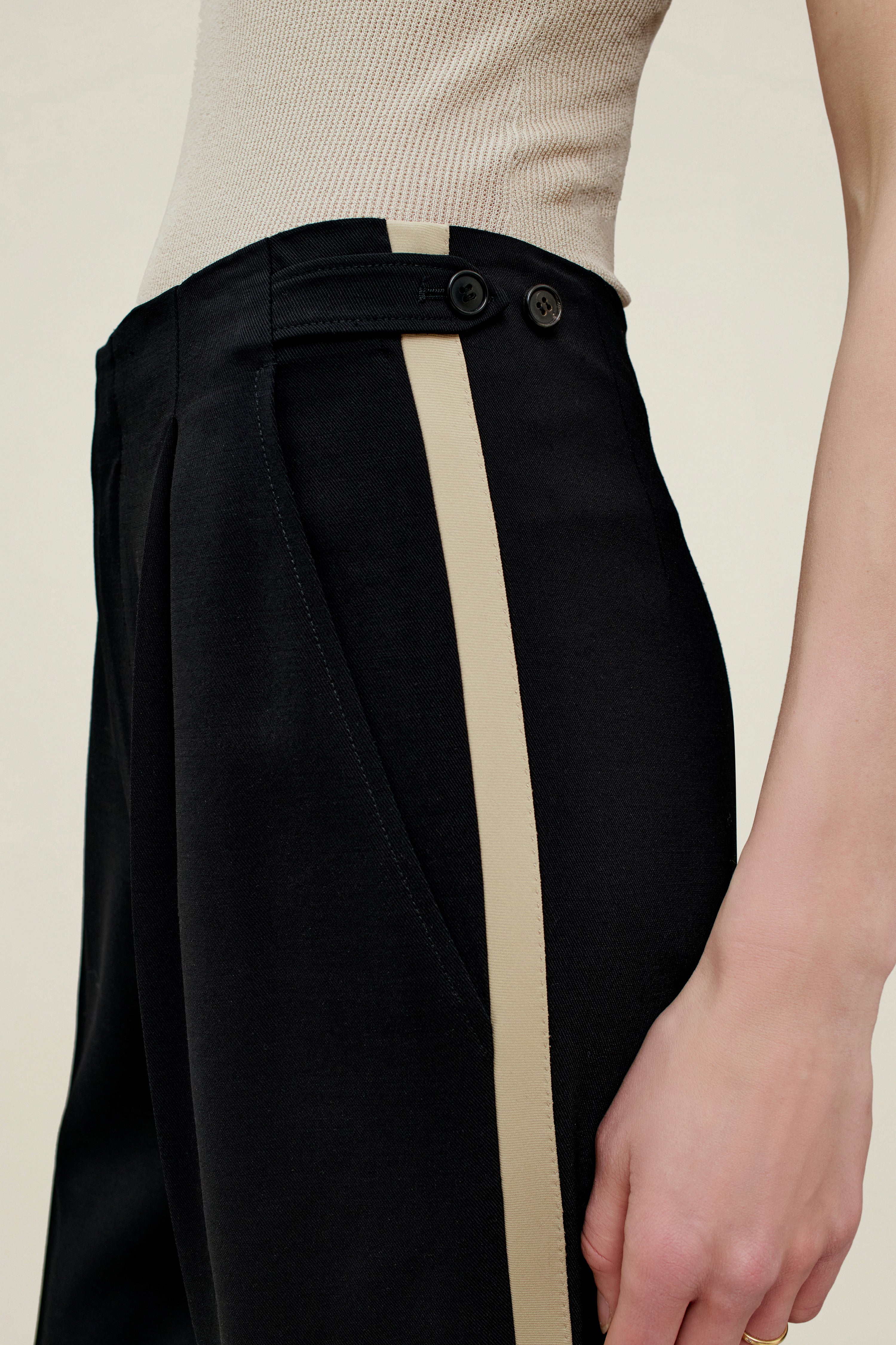 Phoebe Tuxedo Trouser in Wool Combo