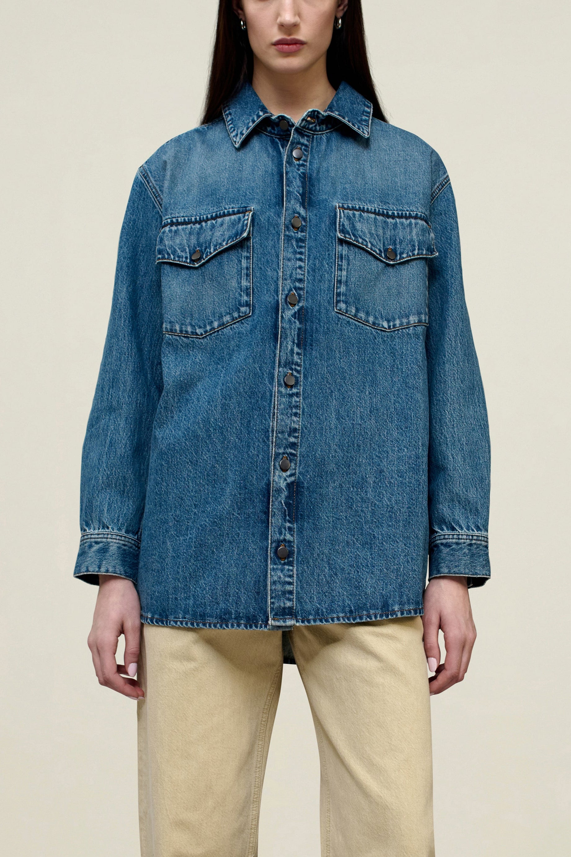 Benet Shirt Jacket in Dark Stonewash