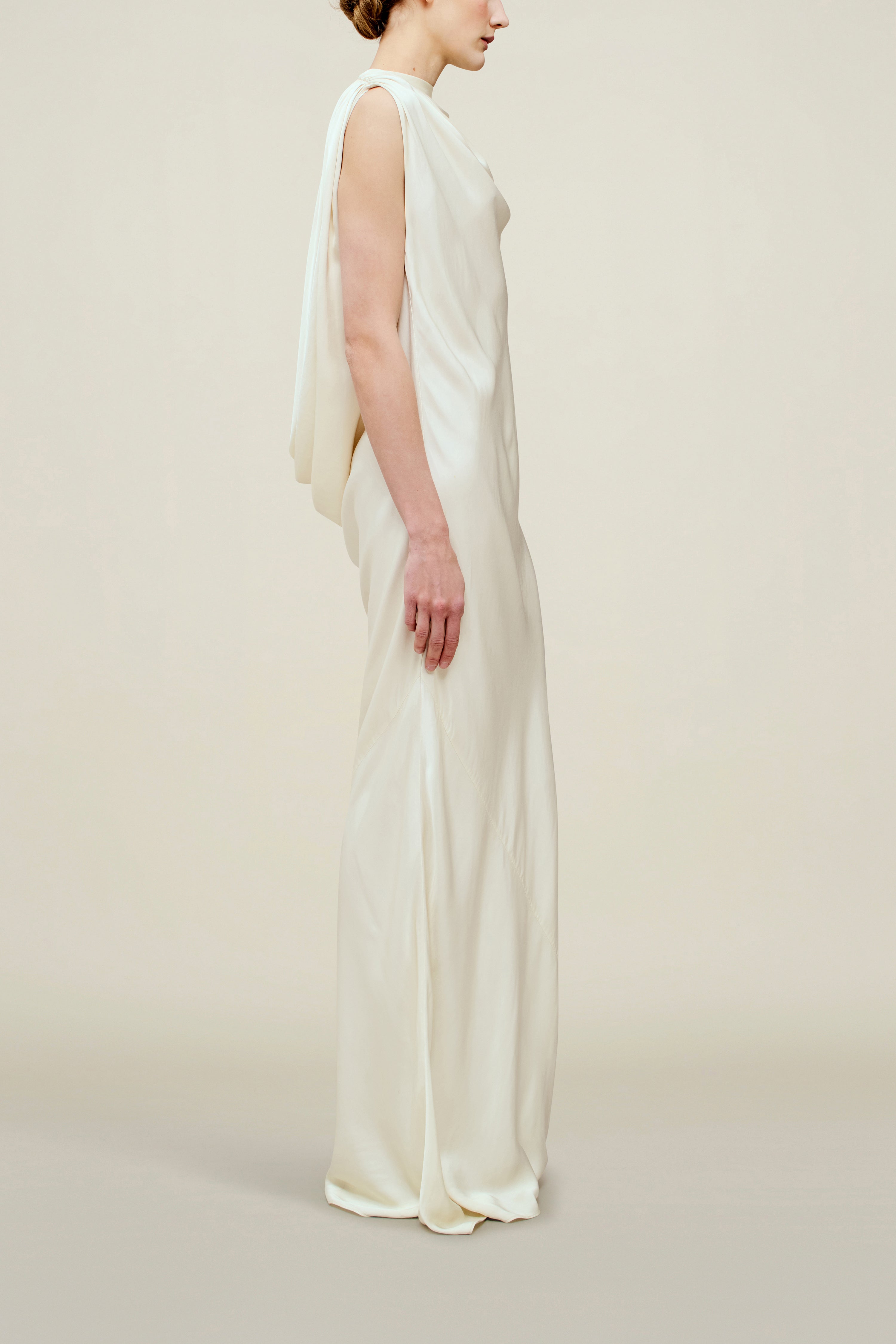 Toma Draped Gown in Soft Satin